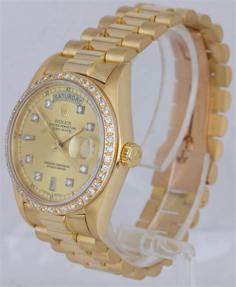 rolex president 18k diamonds|rolex diamond set.